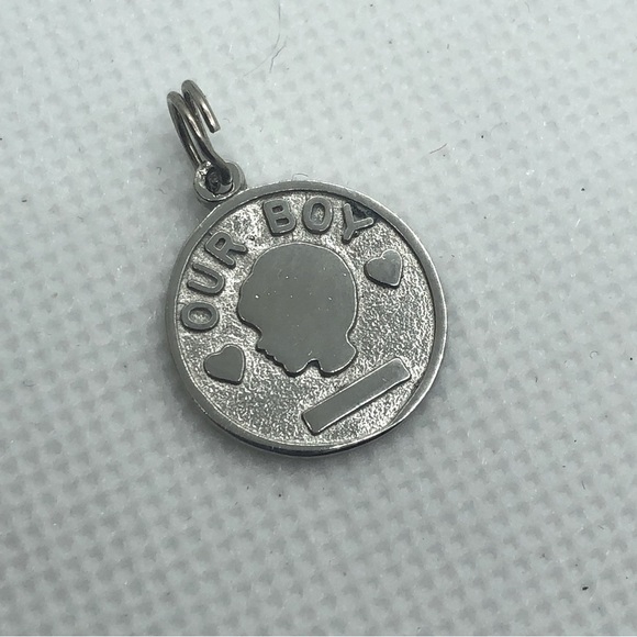 Vtg Sterling Silver ‘Our Boy’ Son Grandson Mini Charm for Charm Bracelet - Picture 1 of 2